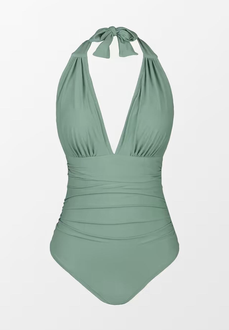 NWT Cupshe Halter Olive Green One Piece Womens Swimsuit, Large
